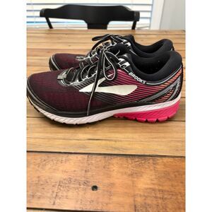 Brooks Ghost 10 Womens Running Shoes W8.5 Black and Pink Peacock EUC